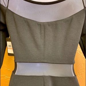 Guess Black Mesh and Cotton Skater Dress